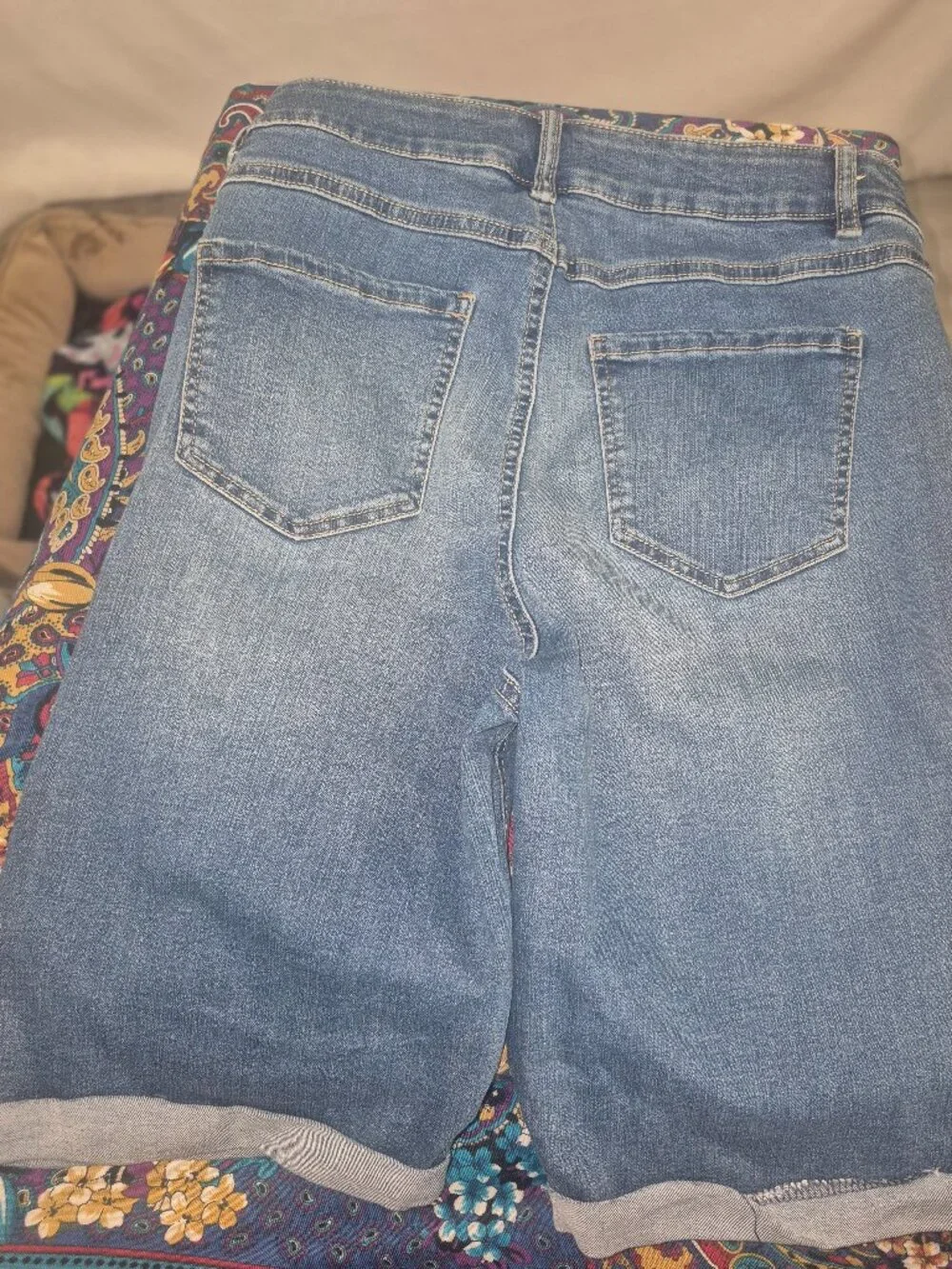 Ladie's Denim shorts, long, 5-pockets- in size 12 (30